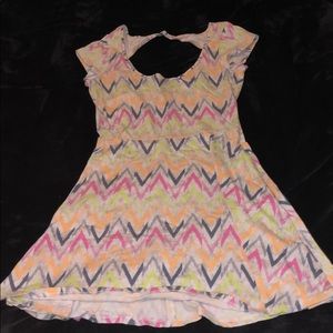 Grey and colored chevron patterned dress